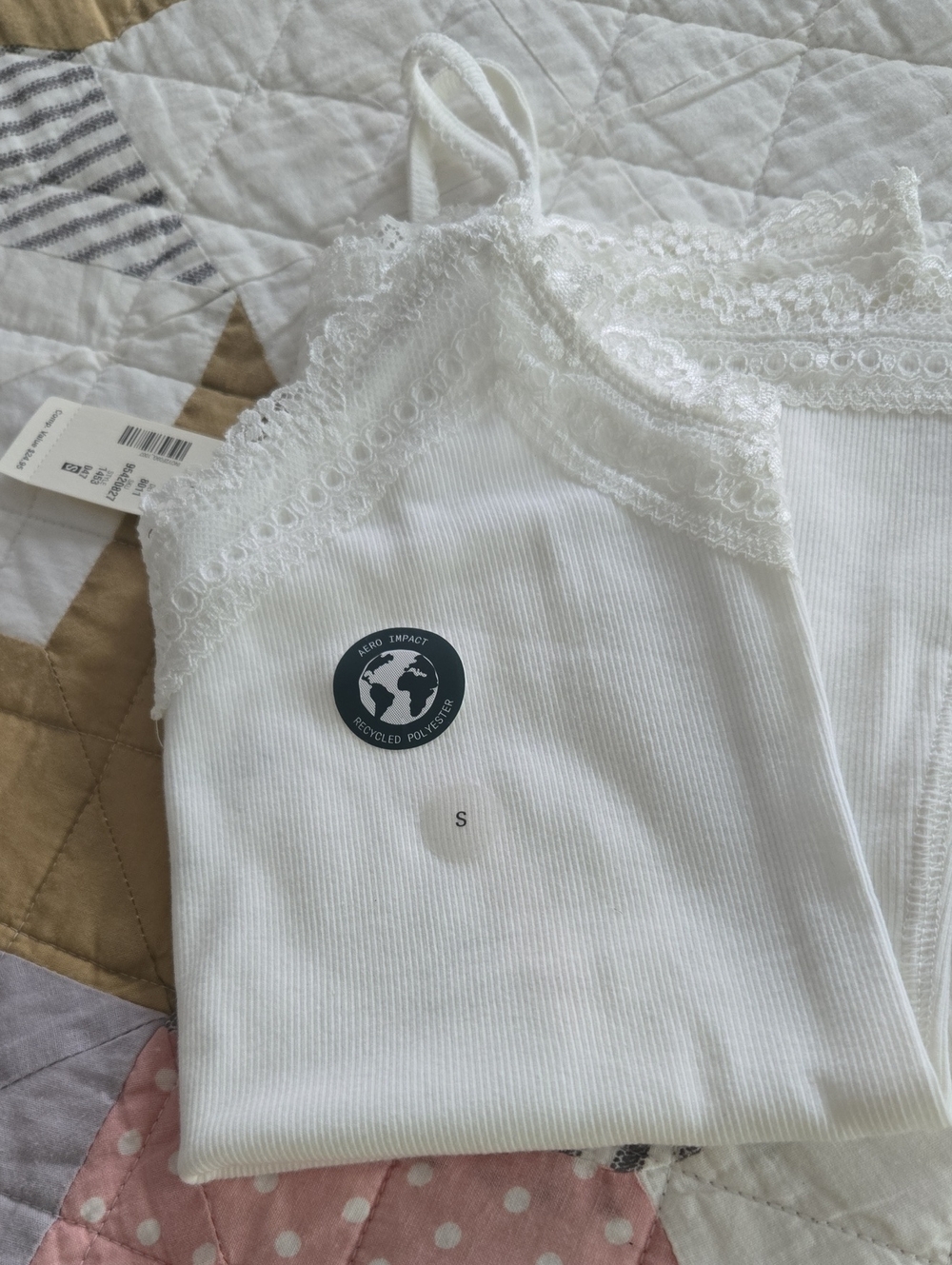 Aeropostale White Lace-Trim Ribbed Cami